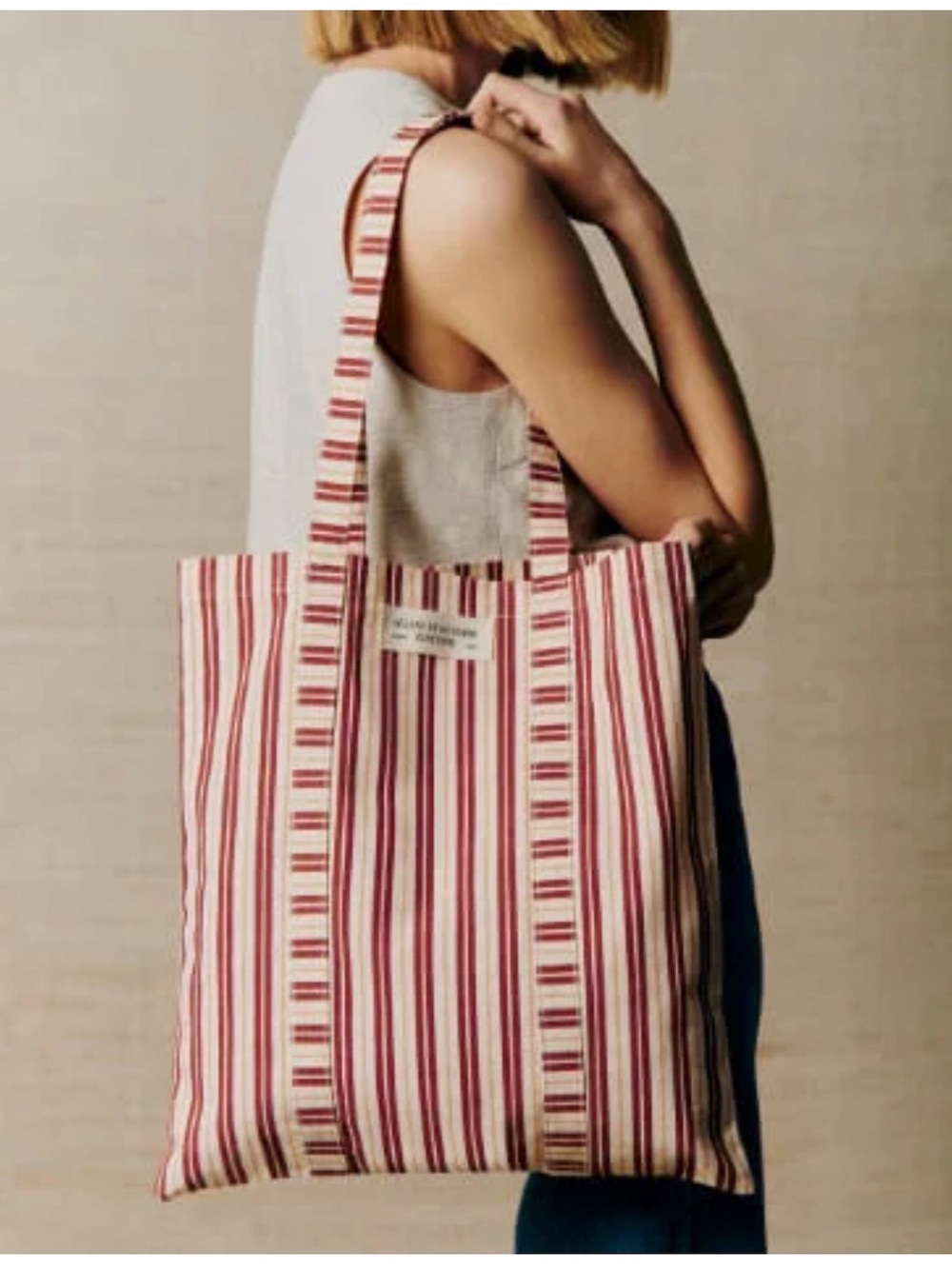 Striped Canvas Tote Bag in Blush and Cream - SÉZANE ET OCTOBRE